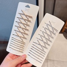 12 Pieces Rhinestone Bobby Pins Decorative Fancy Crystal Hair Clips Shiny Metal