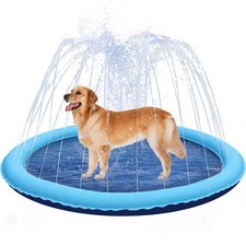 Outdoor Water Sprinkler for Dogs, Portable Non-slip Splash Pad Pet Play Bathing