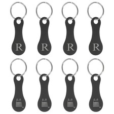 8Pcs Stainless Steel Shopping Trolley Token, Black Letter R  Grocery Cart