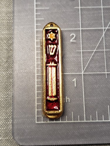 Vintage kleiner Mezuzah Koffer mit Schriftrolle Jüdisches Haus B55