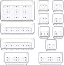 Drawer Organizers Set of 12, 4 Sizes Clear Plastic Drawer Organizers and Storage