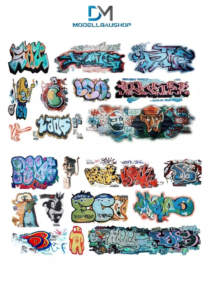 DM-MODELLBAUSHOP Graffiti pared calcomanía spray vagón maqueta ferrocarril modelismo 1:87/H0