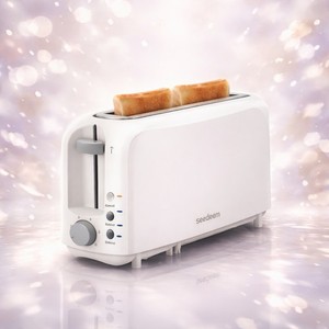 Seedeem 2-Slice White Toaster Longslot Cancel Reheat Defrost 6 Settings Electric