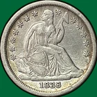 1838 Large Stars Seated Liberty Dime Extremely Fine XF Coin, Cleaned #39914