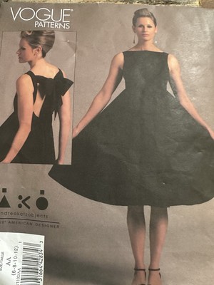 Vogue V1102 Andrea Katzobjects LBD Bow Dress  Sewing Pattern Sizes 6-12 uncut