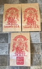 3 vintage 60s Christmas Santa Claus themed paper grocery store shopping bags