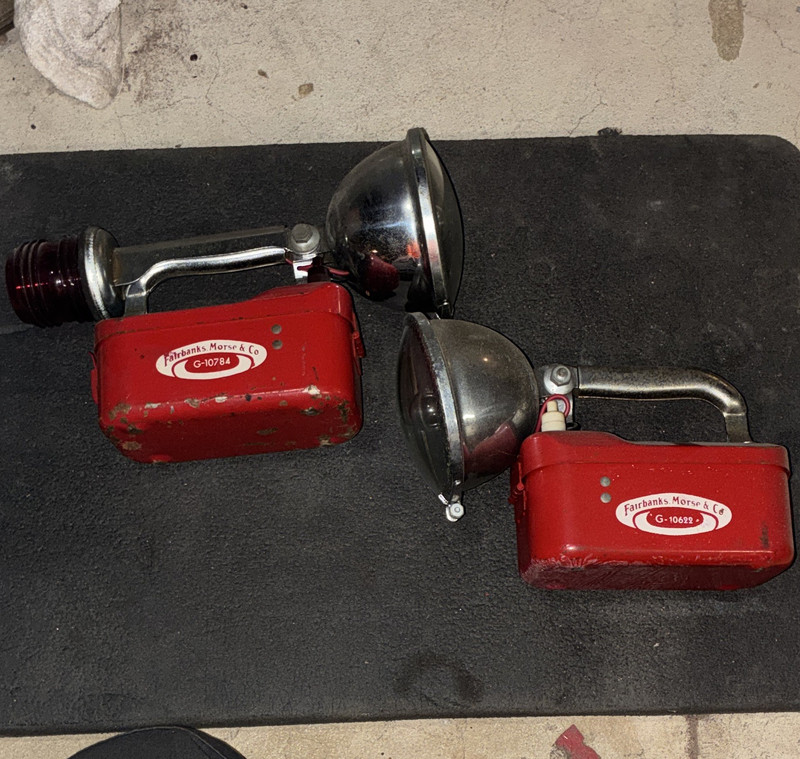 Fairbanks, Morse & Co Lot of 2 Red Handheld Spotlight/Lantern Flashlights