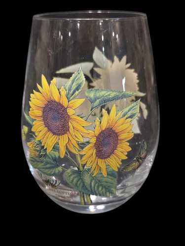 Portmeirion Botanic Garden Stemless Wine Glass 5" Set of 4 Flowers Butterflies - Picture 13 of 18