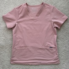 FIGS Scrub Top Women  s Medium Casma Three-Pocket Pink Medical Short Sleeve Shirt