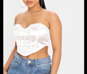 white satin bandeau top