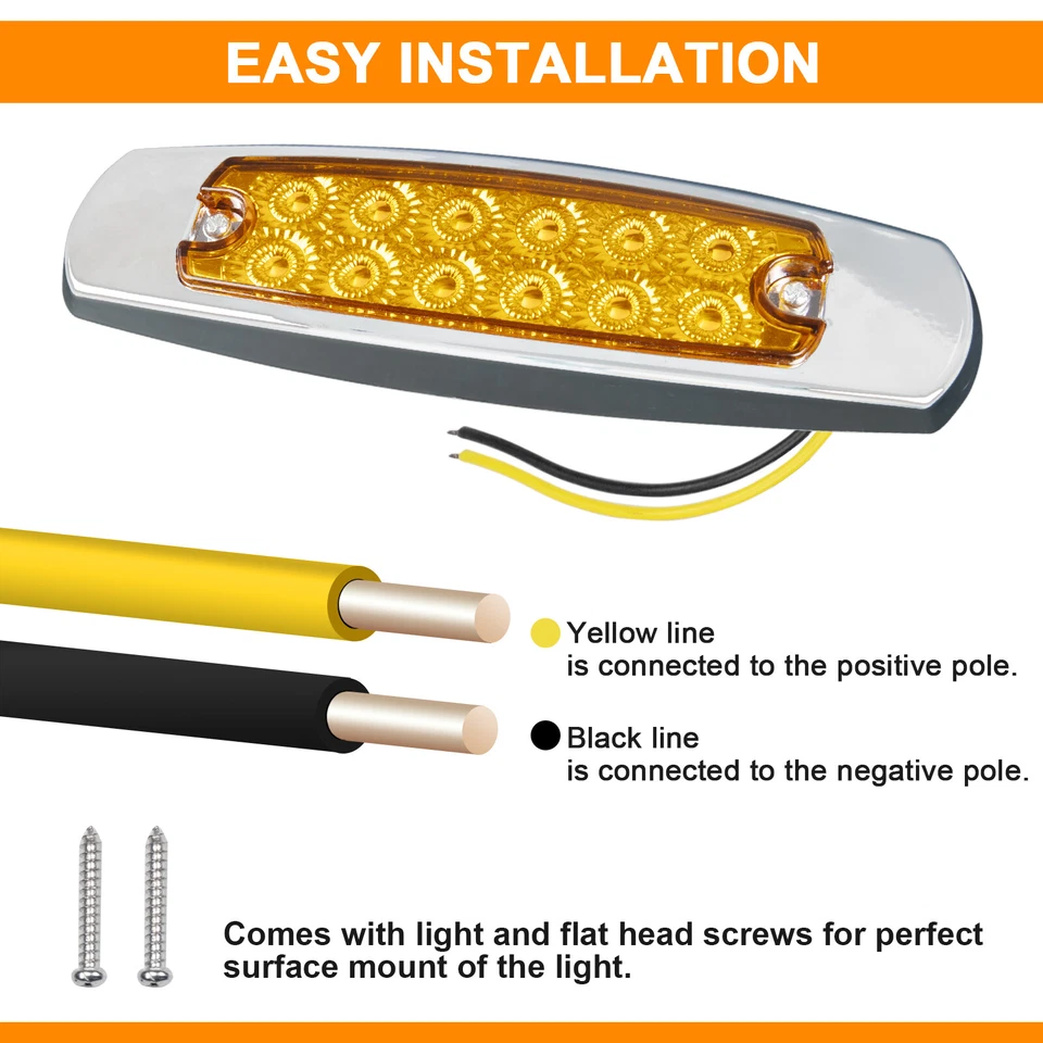 20PCS LED Side Marker Lights Trailer Truck Clearance Lamp 6.4" for Peterbilt - Image 2 of 4