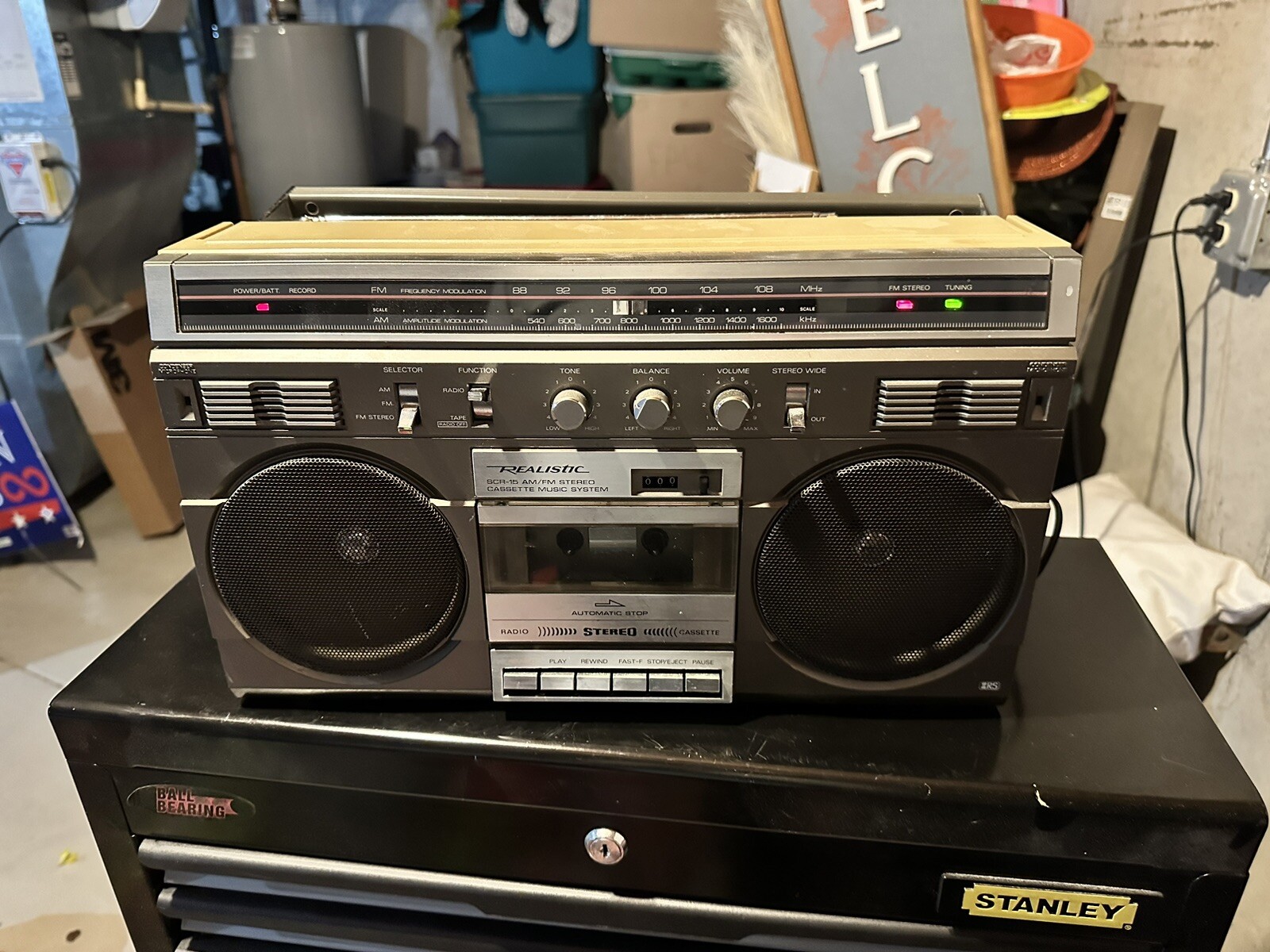 REALISTIC SCR-15 STEREO CASSETTE MUSIC SYSTEM BOOMBOX RADIO NR VINTAGE ...