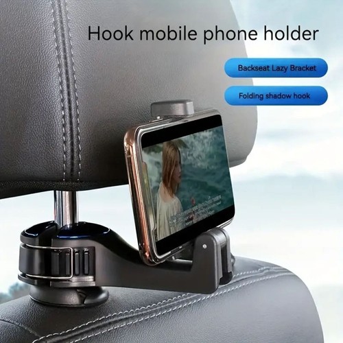 Universal Car Back Seat Headrest Hanger Holder Hook With Phone Mount Holder - Picture 4 of 7