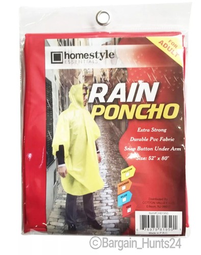 Rain Poncho for Adults PVC Waterproof Emergency Hooded Poncho (Pack of 1) - New - Picture 5 of 13