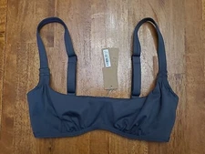 SKIMS Signature Sculpting Swim Ruched Lined Bikini Top GunMetal XXS BT-SCP-2759