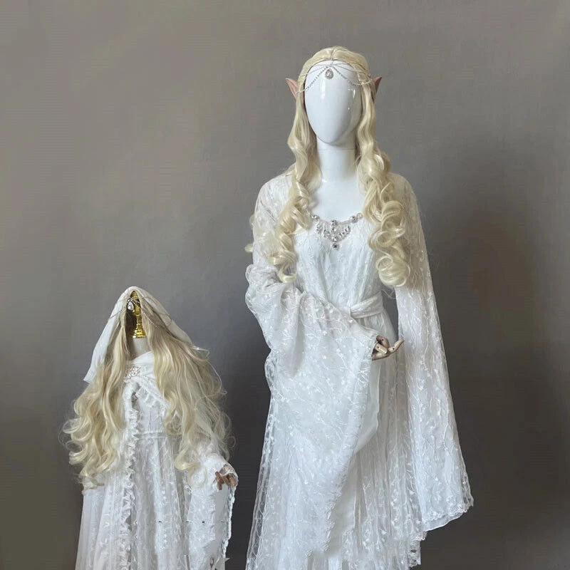The Hobbit Lord of the Rings Galadriel Cosplay Costume Outfits Wig Adult/kids - Image 2 of 4