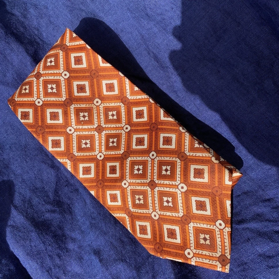 Винтажный 70-х деревенский мод оранжевый синтетический галстук - Изображение 2 из 4