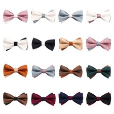 Men Solid Double Layer Bow Neck Tie Wedding Party Groom Tuxedo Business Bowtie