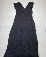 GAP Black Flutter Sleeve Tiered Maxi Dress Womens Size L *Sold Out Online!*