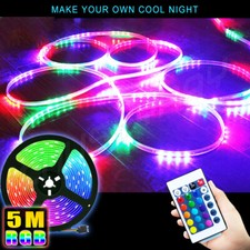 16FT Flexible 2835 RGB LED Strip Light Remote Fairy Light Room Party Waterproof