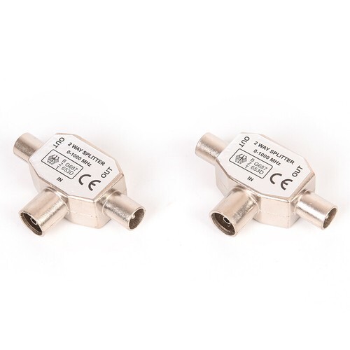 PAL TV IEC DVB-T 1F/2M 2 Way Aerial Coaxial Antenna Signal Splitter Metal*$i - Picture 7 of 9