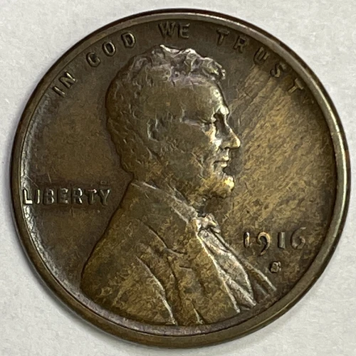 1916-S Lincoln Wheat Cent Choice Very Fine VF+ Coin #5278