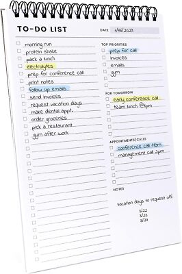 To Do List Notepad: With Multiple Functional Sections - 6.5 x 6.5x9.8 , White 