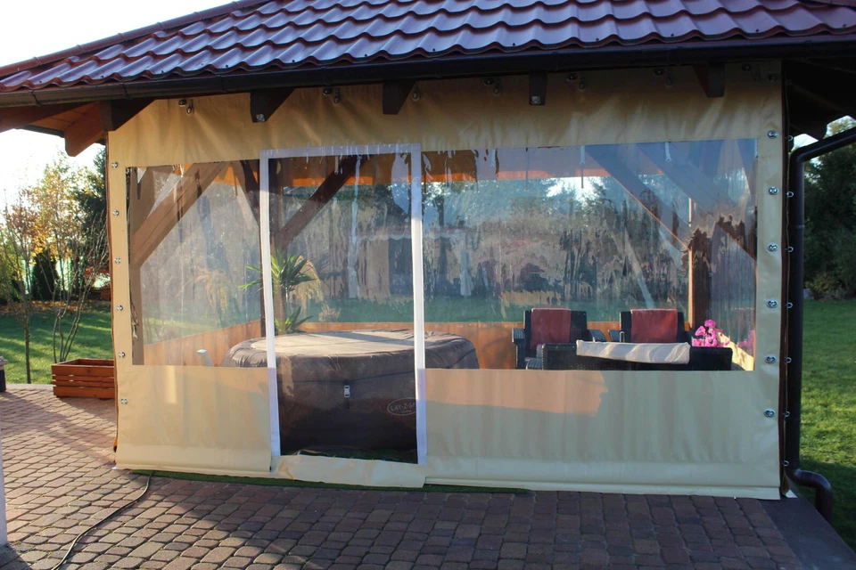 CHIUSURE LATERALI IN PVC SU MISURA PER GAZEBO PROTEZIONE IMPERMEABILE ESTERNI - Image 4 of 4