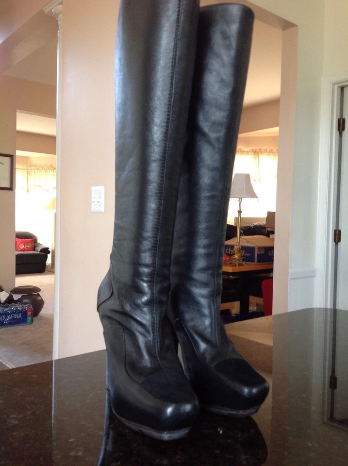 L.A.M.B. Botas hasta la rodilla Gwen Stefani Navigator de cuero negro - para mujer talla 6M Foto 2 de 4