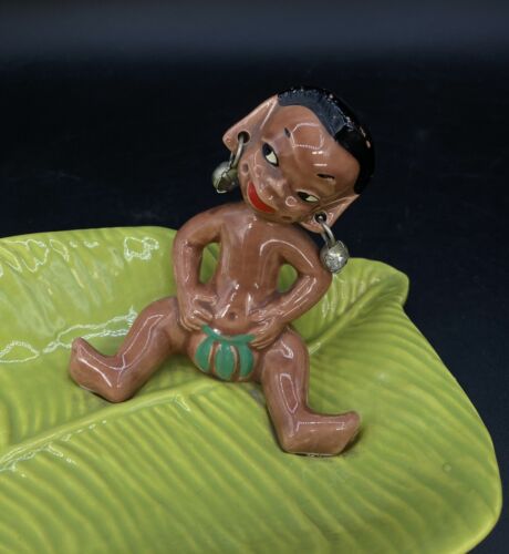 Orecchini Gilner Pottery Happy Cannibal nativi Pixie piatto elfo foglia di banana - Foto 3 di 13