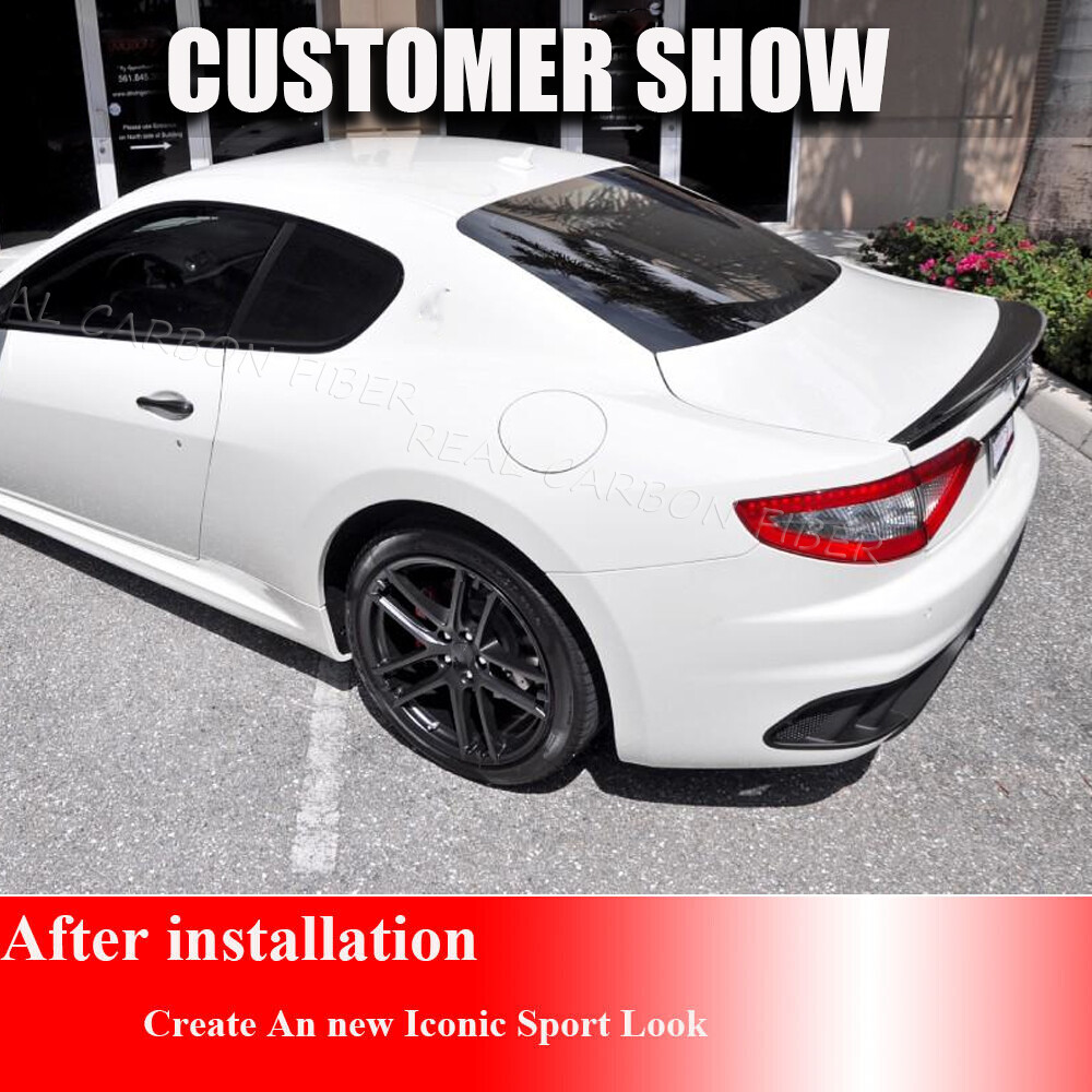 REAL CARBON Rear Trunk Spoiler Wing Lip For Maserati GranTurismo Coupe 2012-2014