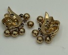 Crown Trifari Ball Collar Necklace & Clip Earrings Set 1950s Gold Tone Fringe — photo 10