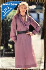 See & Sew Pattern 3399 Misses Dress Collar Long Sleeves Bodice Wrap Size 8 10 12
