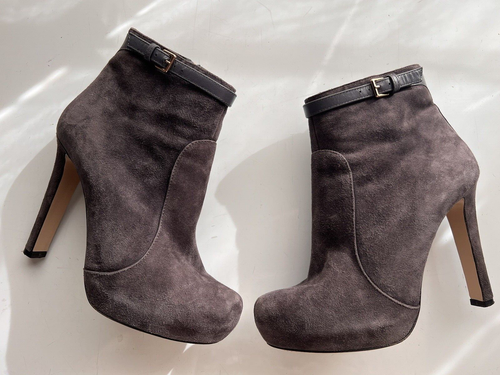 Max Mara Botines Plataforma Oculta Cuero Gris Talla 36,5 EUR - Imagen 4 de 12