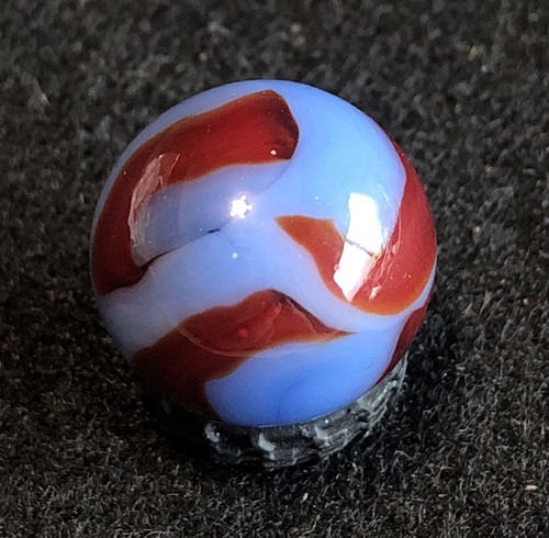 St Mary’s Alley Marble Red Swirls On Blue Base 21/32” .66” NM+ M- Great Example