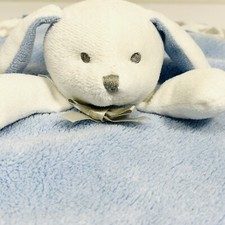 Blankets Beyond Bunny Lovey White Blue Fleece Pacifier Loop Security Soother