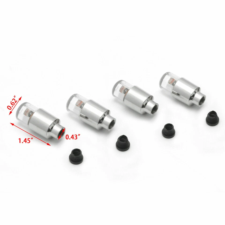4x Lâmpada LED vermelha pneu roda pneu válvula de ar haste tampa luzes para carro motocicleta bicicleta - Imagem 2 de 4