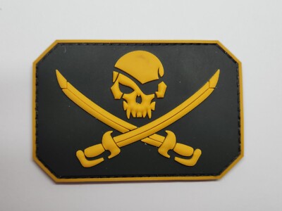 Skull and Cross swords Hook and Loop Patch Badge Rubber PVC 3D Morale Pirate