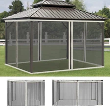 Outsunny Gazebo Replacement Mosquito Netting Screen Walls Black Solid