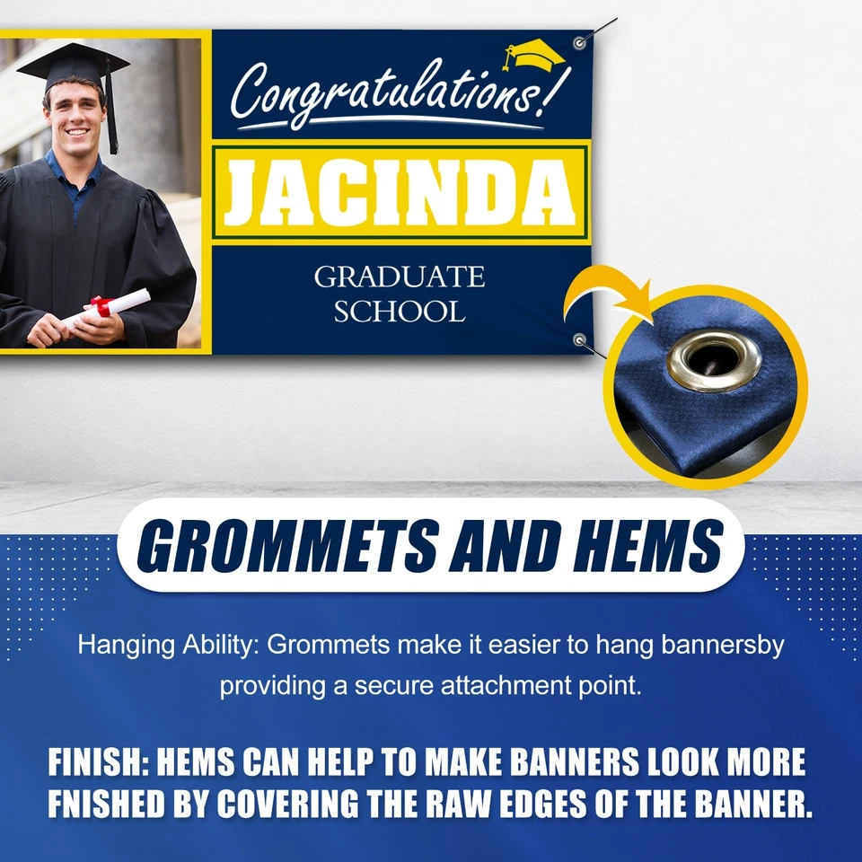 Banner de graduación personalizado, clase de 2024 pancartas y letreros personalizados con foto Foto 3 de 4