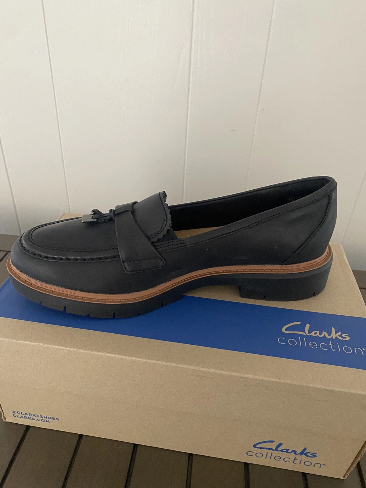 Mocassini donna Clarks Westlynn Bella in pelle nera taglia 8 Bran nuovi