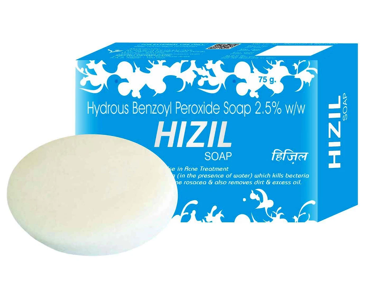 Hizil Soap Hydrous Benzoyl Peroxide Soap for Skin Lightening Brightening 75gm