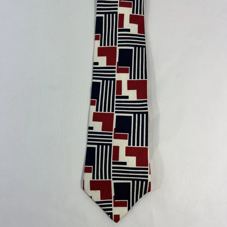 Corbata Don Loper Beverly Hills para hombre 4 pulgadas de ancho x largo 62 pulgadas seda roja negra blanca Foto 4 de 4