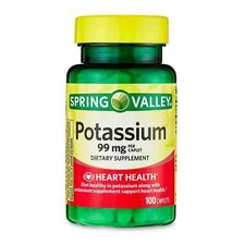 Spring Valley Potassium 99 mg Dietary Supplement 100 Caplets - Free Shipping USA
