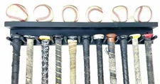 BASEBALL BAT RACK 11 BAT 6 BALLS WALL HOLDER BLACK DISPLAY Awards Metals Trophy