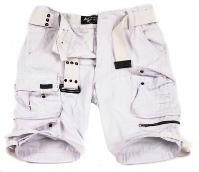 A. Salvarini Herren Cargo Short Outdoor Cargoshorts kurze Hose Gürtel O079 Weiß