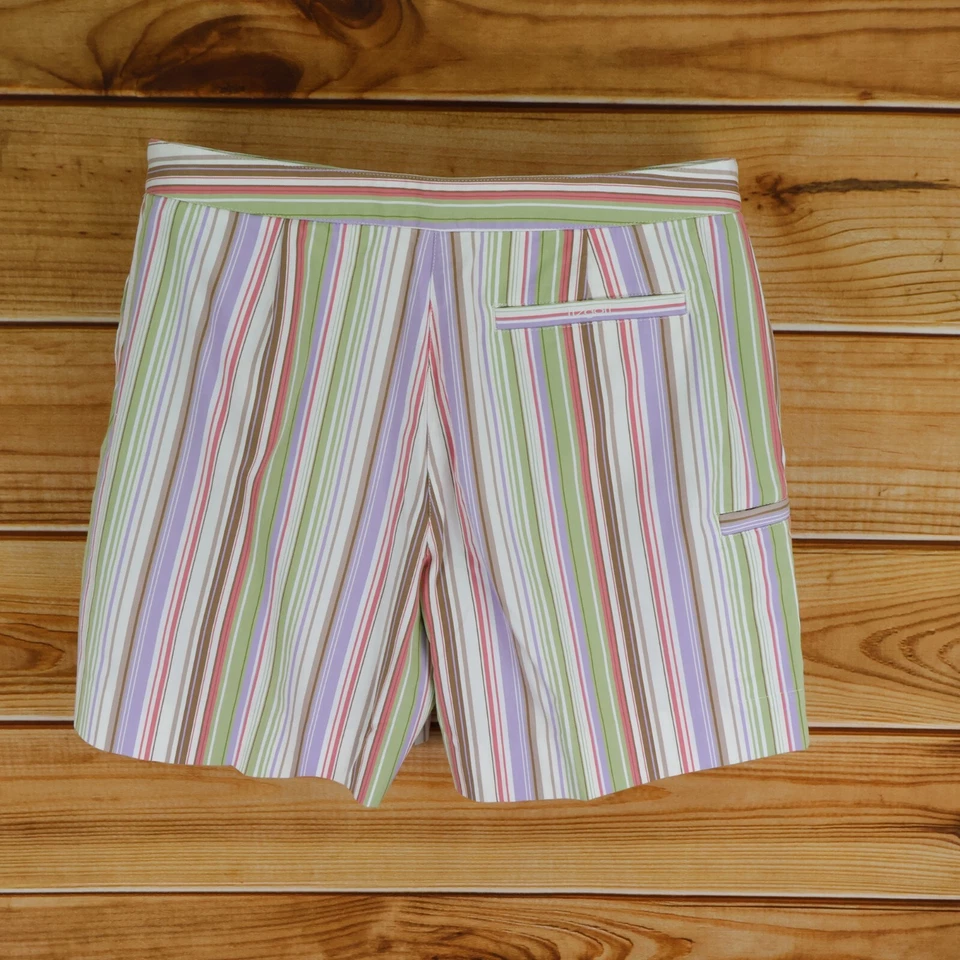 Pantalones Cortos de Golf Liz Para Mujer 16 Multicolor Rayas Mezcla de Algodón Chinos Bolsillos Activos Foto 2 de 4