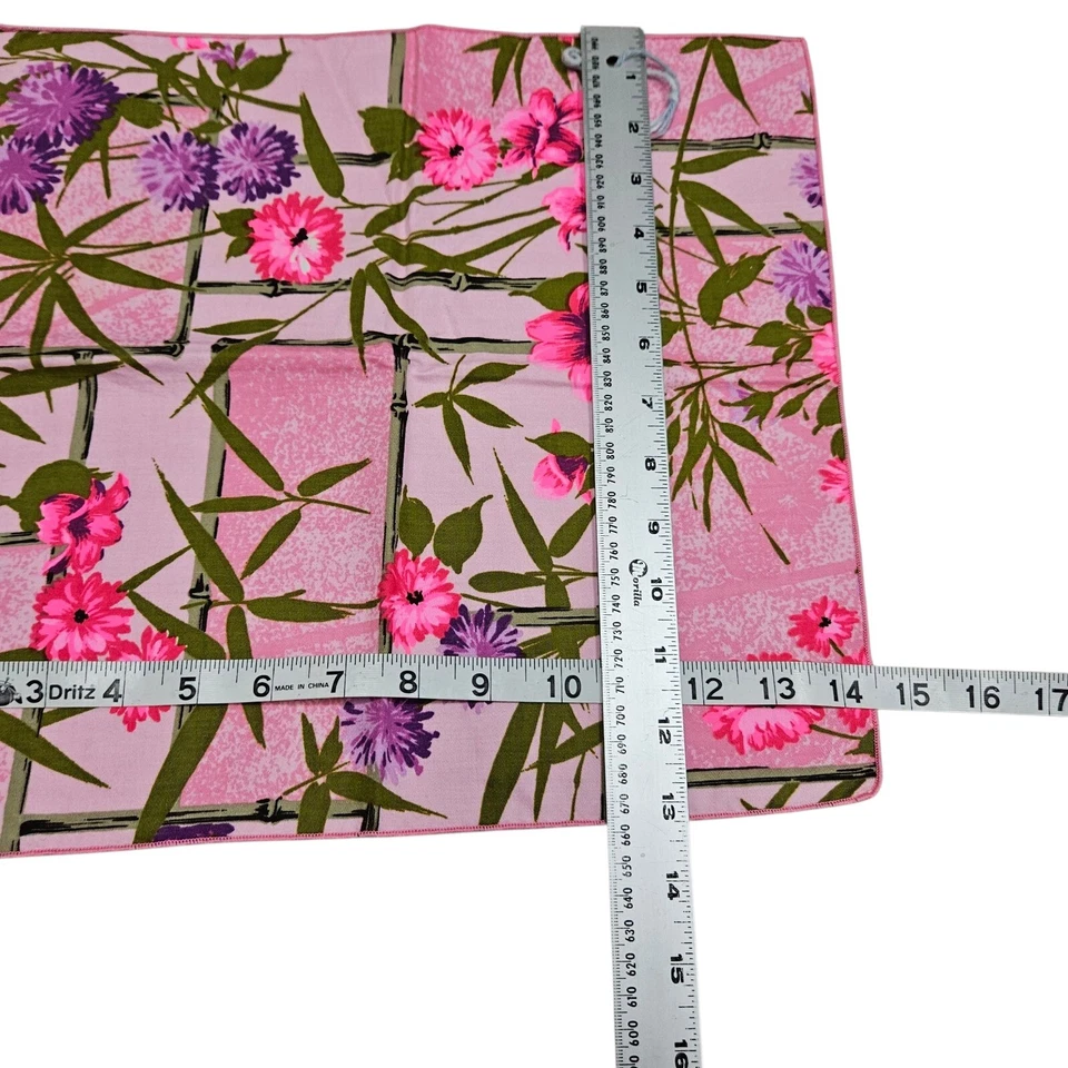 Juego de 8 servilletas de tela florales vintage años 90 estampado de bambú púrpura rosa neón brillante Foto 3 de 3