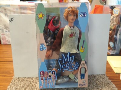 Boy Barbie Doll With Curly Hair My Scene Male Barbie Doll BRYANT With Boom  Box, Visor, Beach