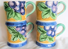 Coffee Mug Frulos Grapes by Studio Nova Hand Painted Portugal BF070